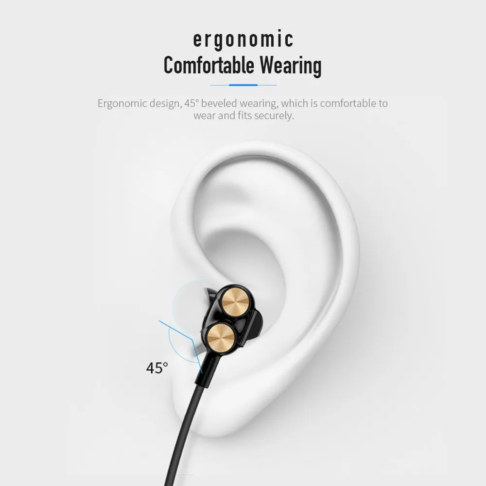 ROCK Universal 1,2 m 3,5mm Jack двухблочные стерео наушники с двумя динамиками HIFI наушники проводные Hi-Fi наушники-вкладыши с микрофонами