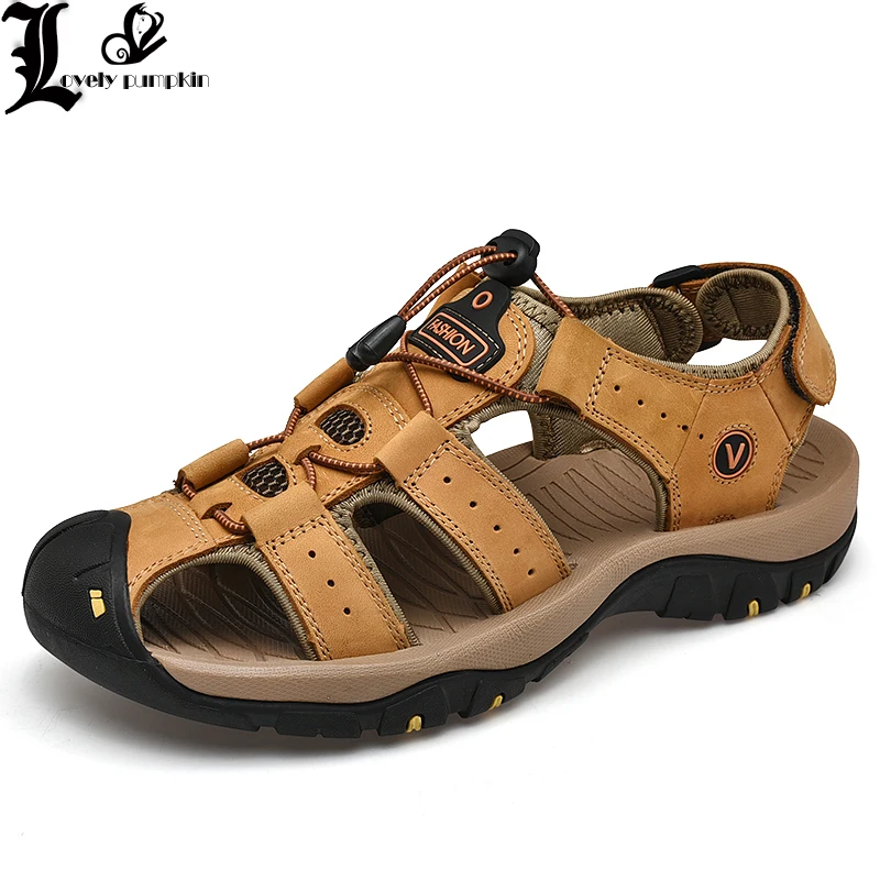 Classic Men Soft Sandals Comfortable Summer Shoes Leather Big Size Roman | Обувь