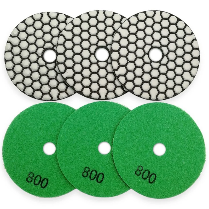 6Pcs 4 Inch /100Mm Grit #800 Diamond Flexible Dry Polishing Pad Stone Granite Marble Sanding Disc Resin Bond Polisher | Инструменты