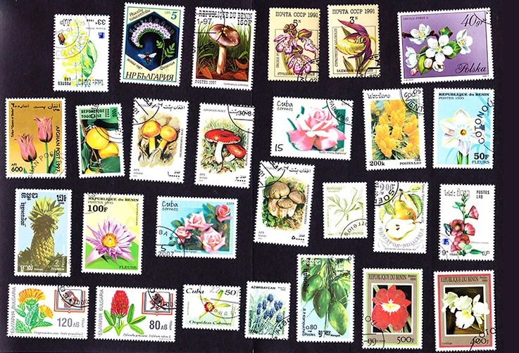 20 шт тема печать цветы фрукты марки все отличается от многих стран без повтора