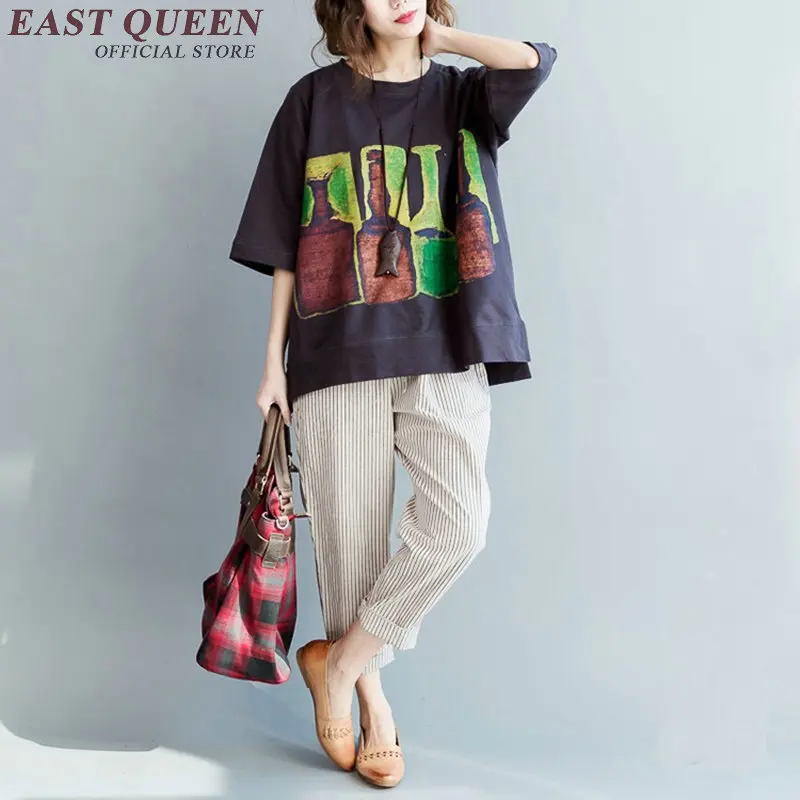 Русская Футболка женская художественная Рубашка льняная одежда 2018 новая рубашка