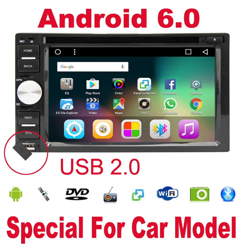 2 дин Android 6.0 автомобилей радио gps автомобильный радиоприемник для Nissan Quad Core