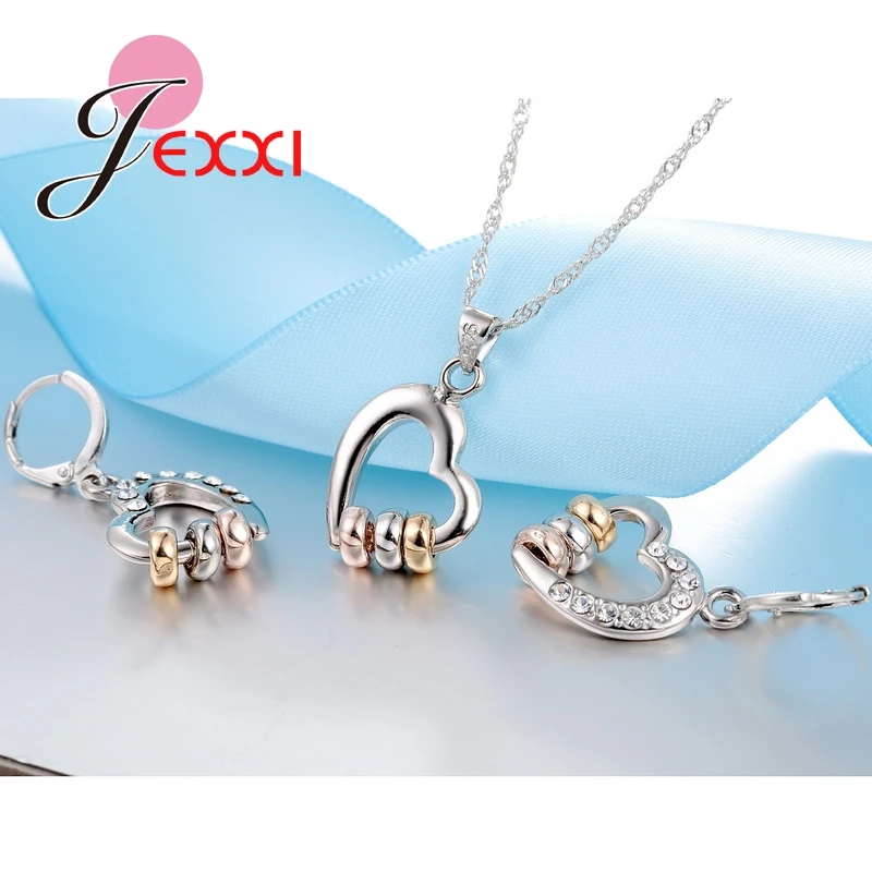 Комплект из колье и серёг серебра 925 пробы с фианитом|jewelry sets for women|wedding jewelry setsnecklace