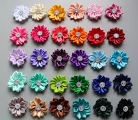 2017 satin fabric sun flower without clip for kids girls hair accessories hand craft diy 3 5cm 30colors 50pcslot headband