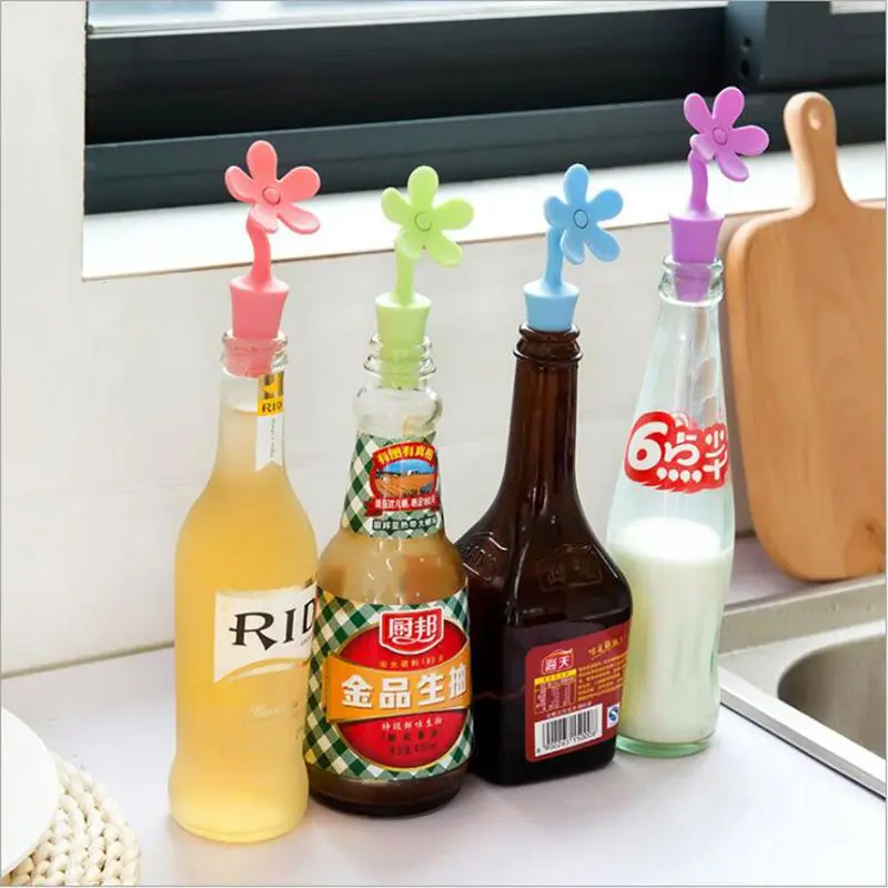 Creative Flower Design Bottle Stopper Colorful Silicone Wine Stopper Vacuum Sealed Champagne Drinks Bottle Caps Wine Pourer Stop