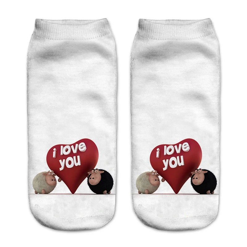 Новое поступление модные милые короткие носки с 3D цифровой печатью I love you Marilyn Monroe