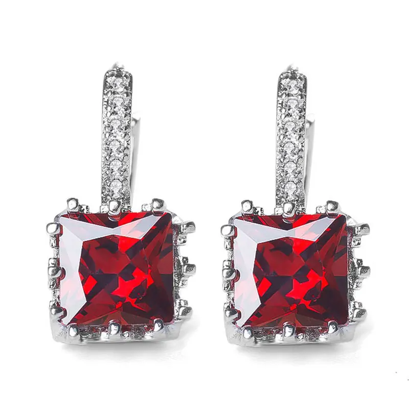 QCOOLJLY новейшие серьги чудесные глянцевые 9 цветов s Bling Квадратные CZ AAA фианиты