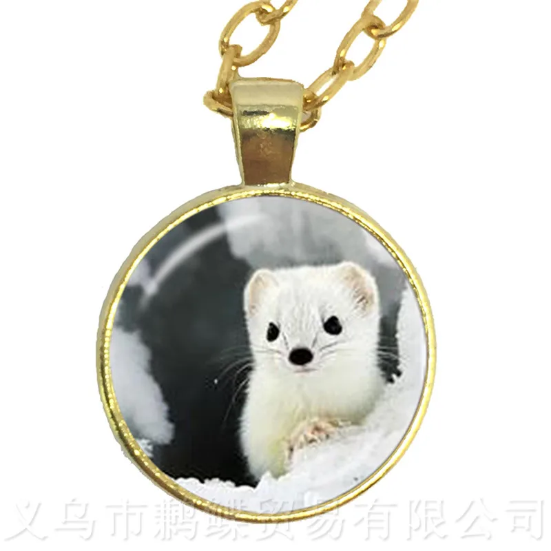 Винтажное ожерелье для щенка стеклянный кабошон животное кулон ручной работы