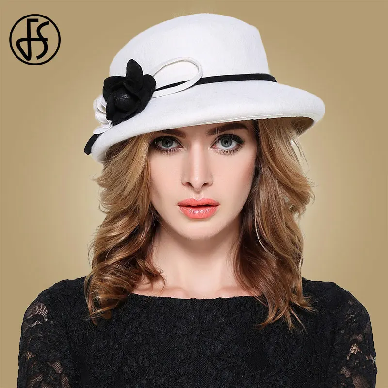 Женская фетровая шляпка-Колокол FS винтажная шляпка-котелок с широкими полями и