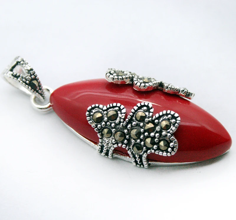 Уникальные красные резные покрытые лаком марказит 925 пробы Серебряное кольцо