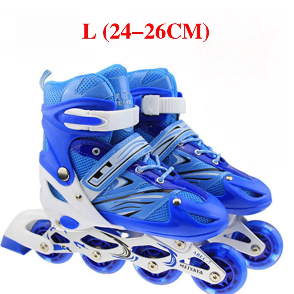 blue size L Детские роликовые коньки, роликовые коньки, обувь Слалом, уличная щетка, для катания на коньках, ПУ колеса, патины, унисекс, регулируемые кроссовки с роликами, IA100 - Цвет: blue size L