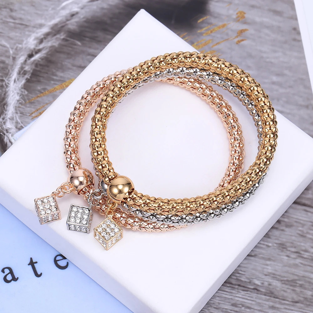 3 шт. женский браслет с подвеской в виде кубиков | Украшения и аксессуары