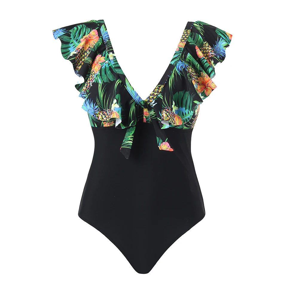 Женский купальный костюм TCBSG Цельный купальник с оборками бандажный летняя