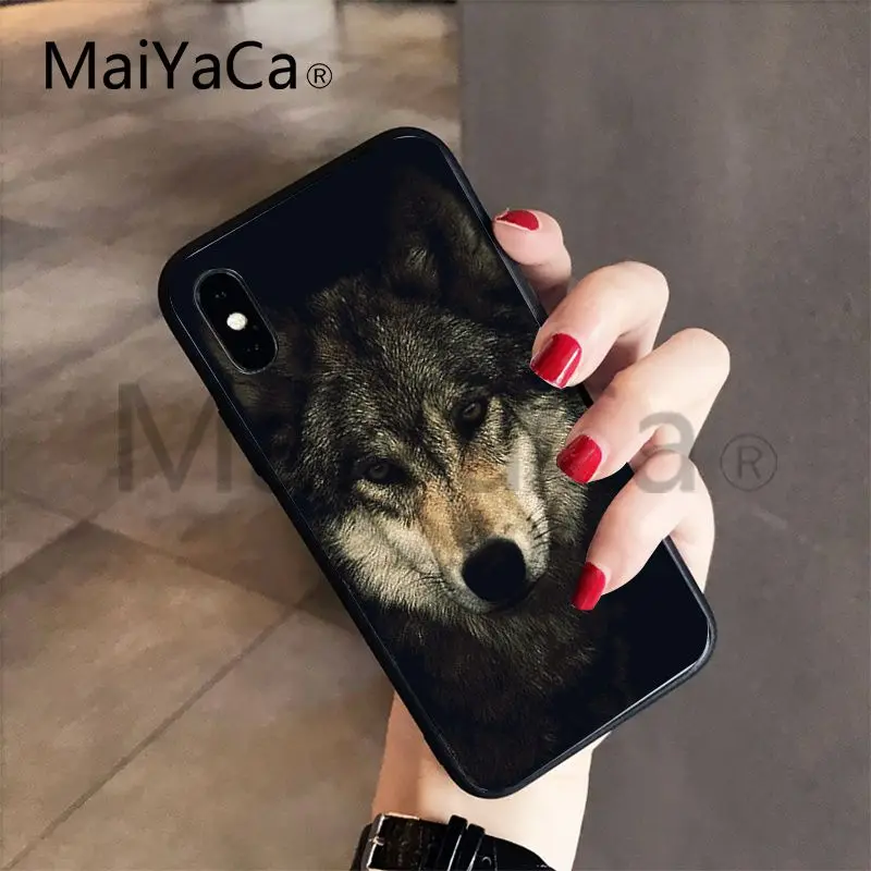 Роскошный мягкий защитный чехол MaiYaCa Wolf on Snow для iPhone 5 5s 6 plus 6s 7 7s Plus 8 8s X XS XR XSMAX |