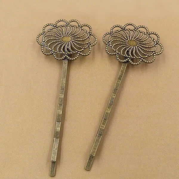 20*26 мм филигранные Цветочные Шпильки &quotБобби&quot Основы металлические заготовки