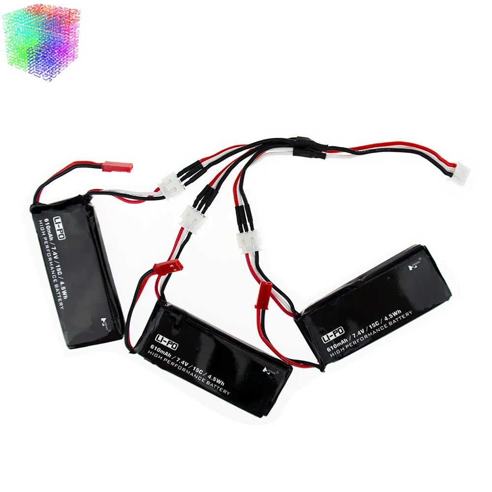 Аккумулятор Hubsan H502S lipo 7 4 В 610 мА · ч 15С 5 Вт 3 шт. Кабель зарядного устройства JST для