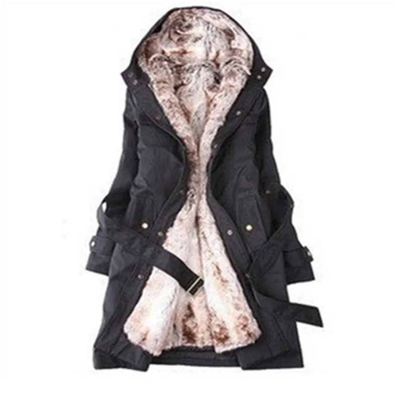 Winter long paragraph removable interior thickening warm Korean version of women's self-cultivation hooded Cotton clothing