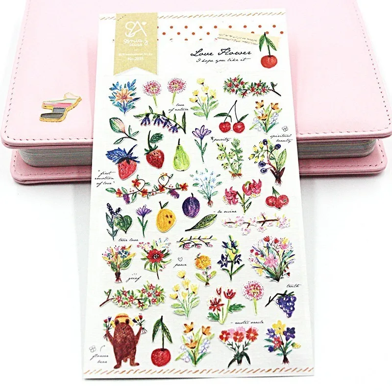 

Creative New Love Flowers Cute Diary Stickers Planner Sticker Sticky Notes Papeleria Children Decorate Stationery Sticker