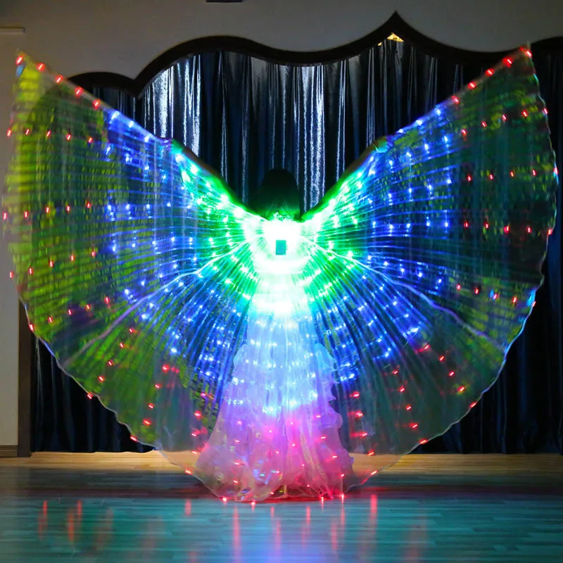 Женские супер красочные крылья для танца живота со светодиодами 360 градусов |