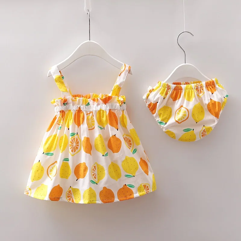 Одежда для новорожденных девочек платье без рукавов + трусы комплект одежды из 2