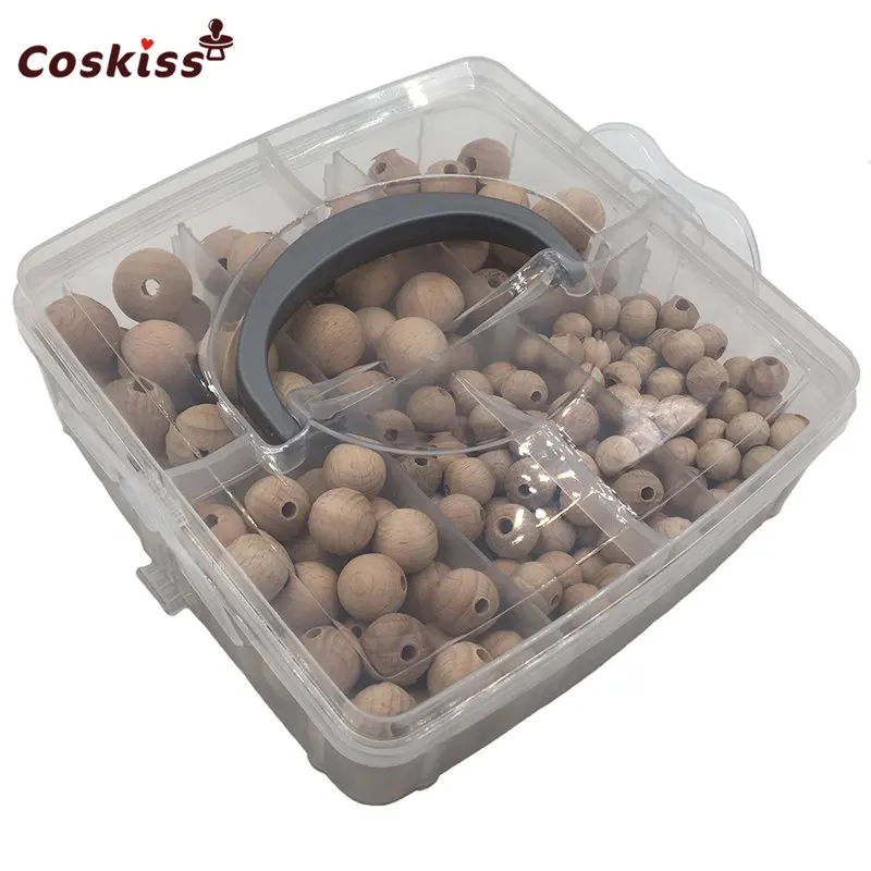 DIY Beech Series Nursing Combination Boxed 10-20mm Beech Wooden Round Beads  For Wooden Teether toy Baby Necklace Teether Access