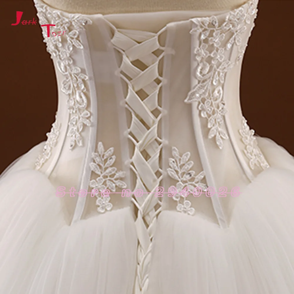 Jark Tozr Custom New Special Appliques Beading Sequins Illusion Ball Gown Wedding Dresses With Petticoat Robe De Mariage | Свадьбы и