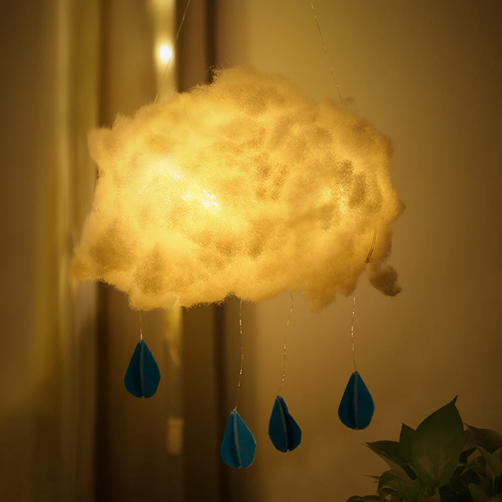 Creative LED DIY Cotton Cloud Night Light Handmade Wall Hanging Lamp Festival Holiday Wedding Birthday Decor Lighting Girl Gift | Лампы и