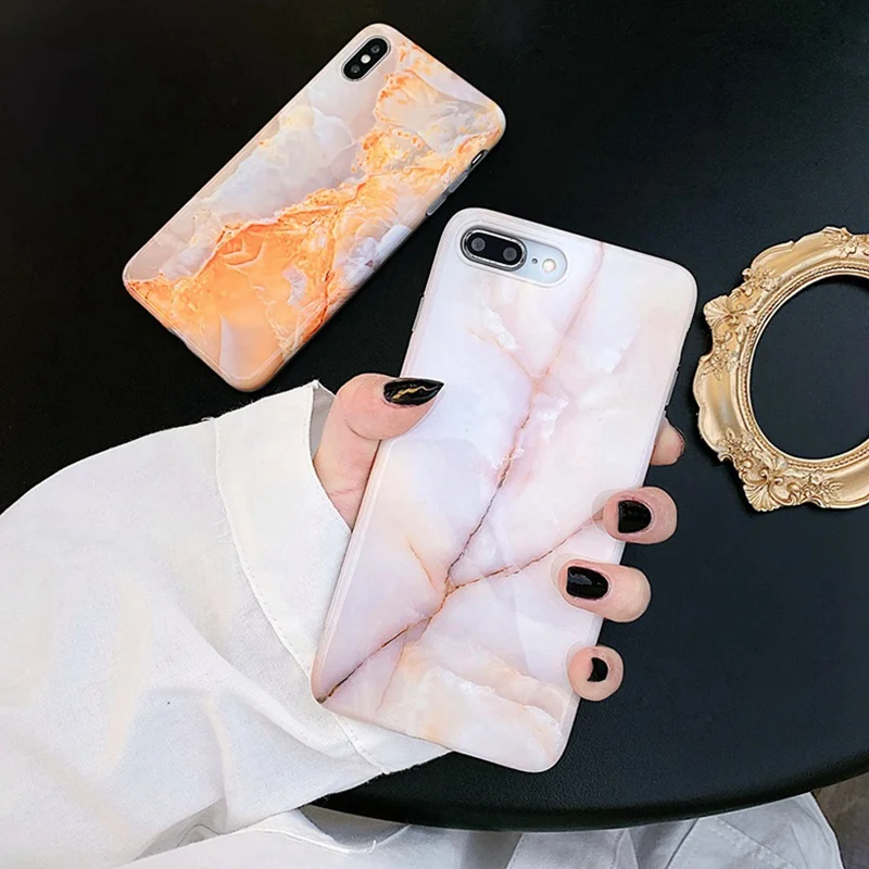 Глянцевый чехол для телефона с мраморным пламенем iPhone X XR XS Max мягкий силиконовый
