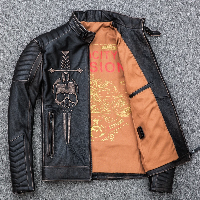 Бесплатная доставка 2019 натуральная Толстая воловья кожа приталенная