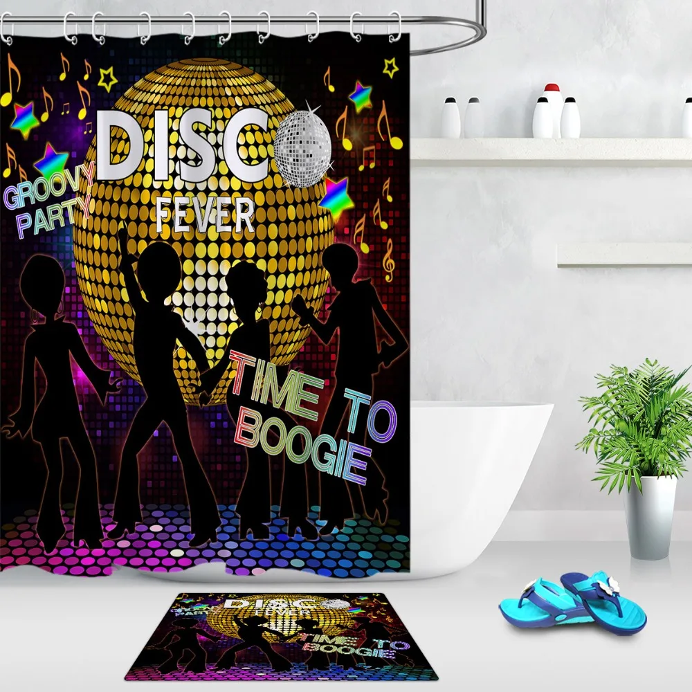 Водонепроницаемая занавеска для душа LB Gold Groovy из полиэстера вечеринки дискотеки