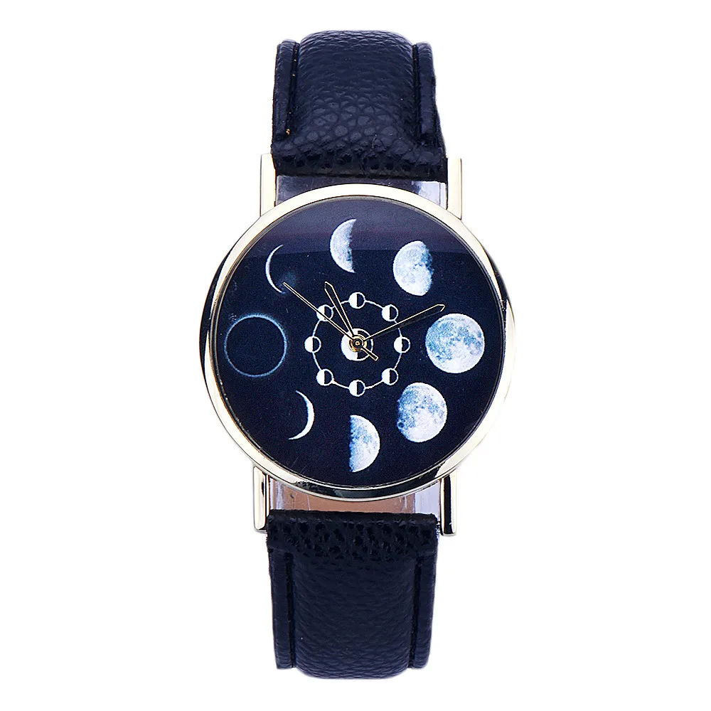 Женские кварцевые часы Splendid Solar Moon Phase Lunar Eclipse браслет из искусственной кожи 2018|clock