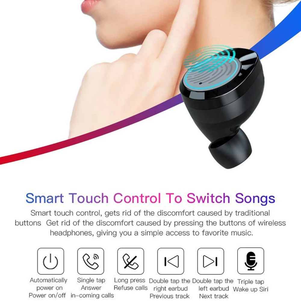 Беспроводные наушники, Bluetooth 5,0, наушники с глубоким басом, стерео звук, наушники, беспроводные с шумоподавлением, гарнитуры