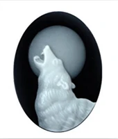 50pcs 18mmx25mm black white oval flatback resin wolf cameo charm findingphone decoration kitdiy accessory jewellry