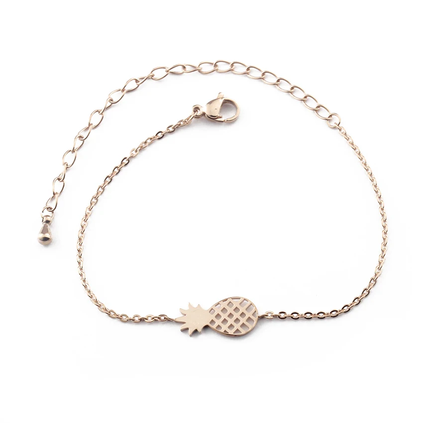 Minimalism Pineapple Bracelet For Women Dainty Gifts BFF Jewelry Stainless Steel Rose Gold Chain Femme | Украшения и аксессуары