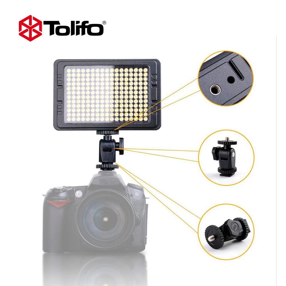 

Tolifo PT-204b 204 Bright LEDs Bi color 3200K-5600K LED Video lighting Equipment for Canon Nikon and other DSLR Photography