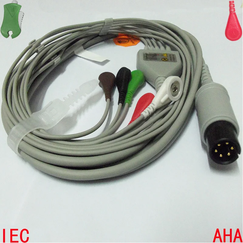 Совместим с BCI CSI GE Nellcor Nihon Kohden Philips Mindray Patient ECG/EKG монитором 5 свинцовым кабелем и