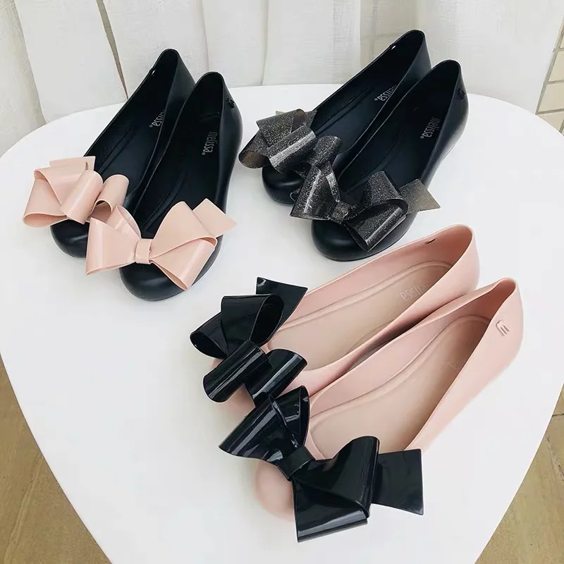 Женские ультралегкие сандалии Melissa на плоской подошве с бантом брендовые желе