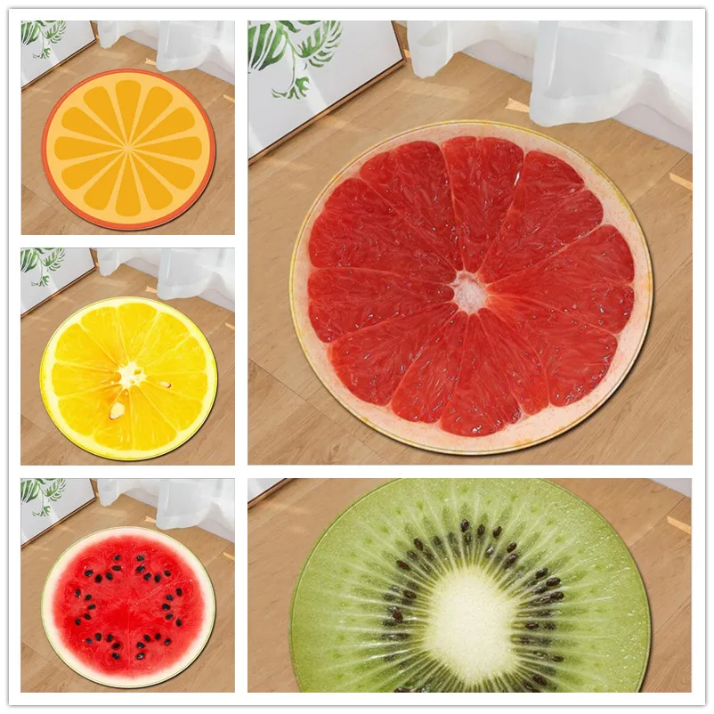 Круглые мягкие коврики с 3D принтом Нескользящие в виде фруктов для детской