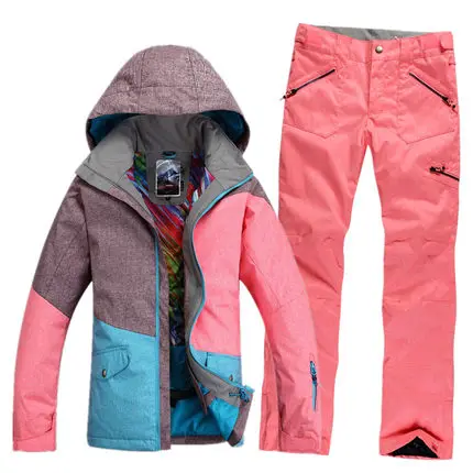 

GSOU SNOW Brand Ski Suit Women Waterproof Ski Jacket+Snowboard Pants Winter Mountain Skiing Suit Female Outdoor Sport Clothing