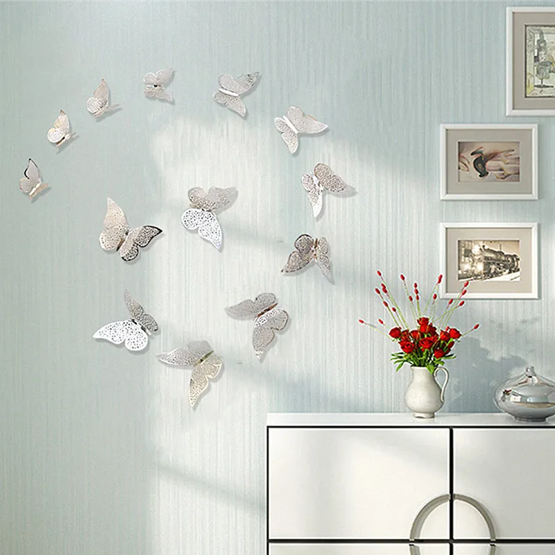 12pcs 3D Simulation Butterfly Wall Stickers Christmas Decorations for Home DIY Crafts Navidad New Year 2019 Noel Party Supplies | Дом и сад