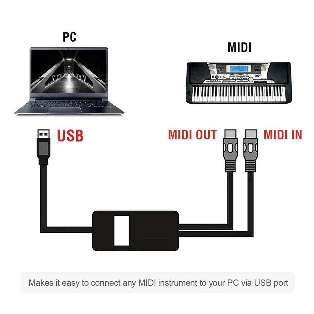 Адаптер USB IN OUT MIDI музыка пианино клавиатура кабель профессиональный конвертер