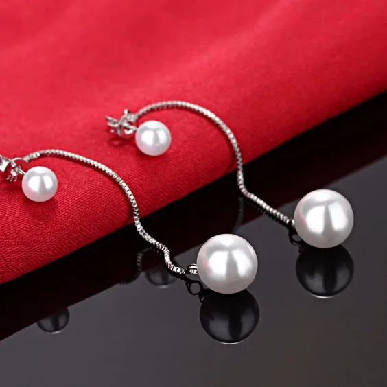 

Серьги-подвески женские из серебра 925 пробы с жемчугом