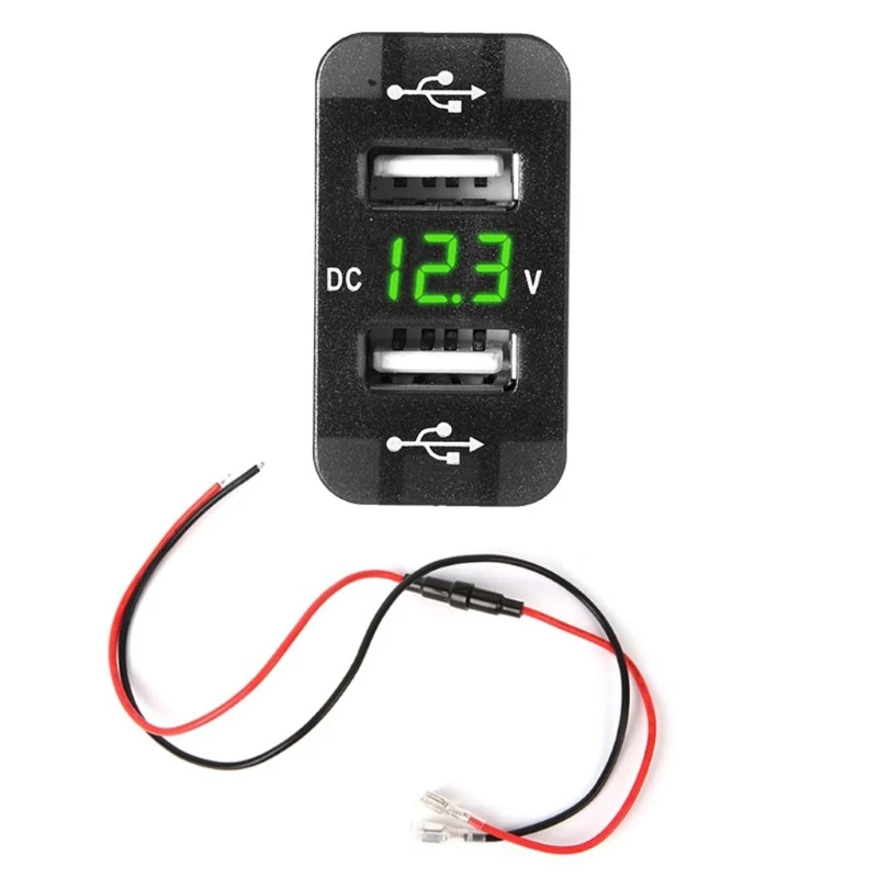 

40x20 мм 12 В двойной USB Автомобильное зарядное устройство светодиодный вольтметр адаптер питания для Suzuki Toyota