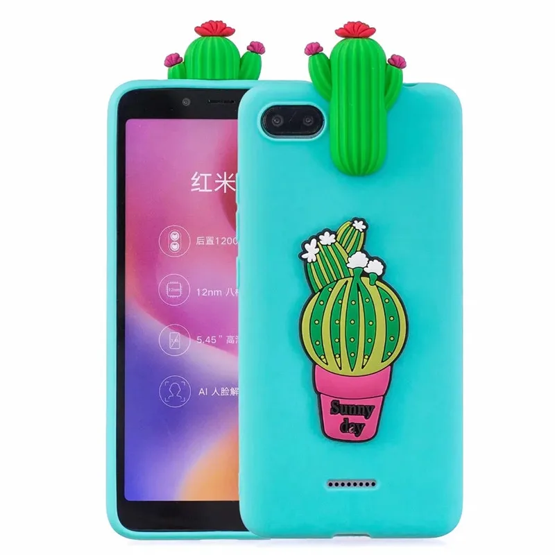 Мягкий Силиконовый ТПУ чехол для Xiaomi Redmi 6A 3D единорог панда кошка телефона xiomi redmi