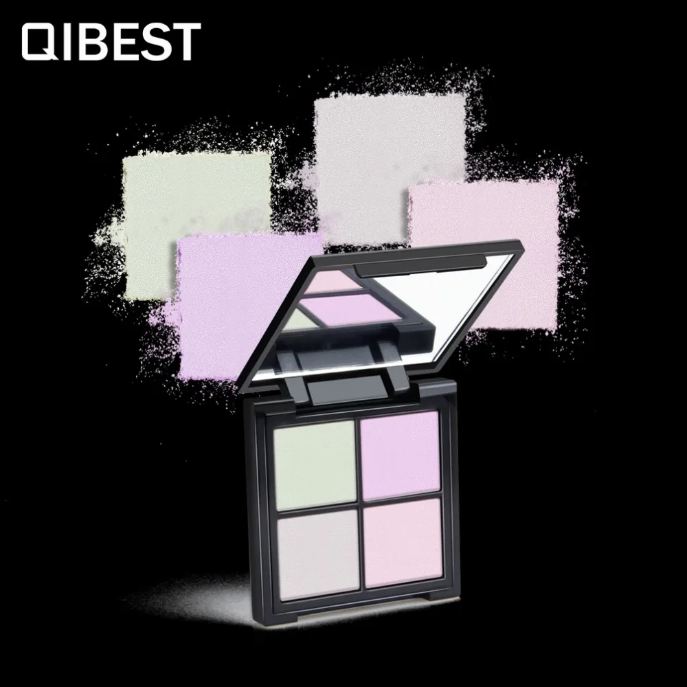Бренд qibest 4 цвета в одном Powder порошок многофункциональная отделка глаз Макияж Палитра длительный МАКИЯЖ Iluminador светящийся набор
