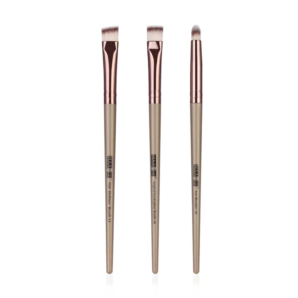 3pcs-Brown Pro 3/12 шт. натуральных волос набор кистей для макияжа, тени для глаз, подводка для глаз, для бровей и ресниц Румяна для макияжа лица, для смешивания, кисть, косметические инструменты - Handle Color: 3pcs-Brown