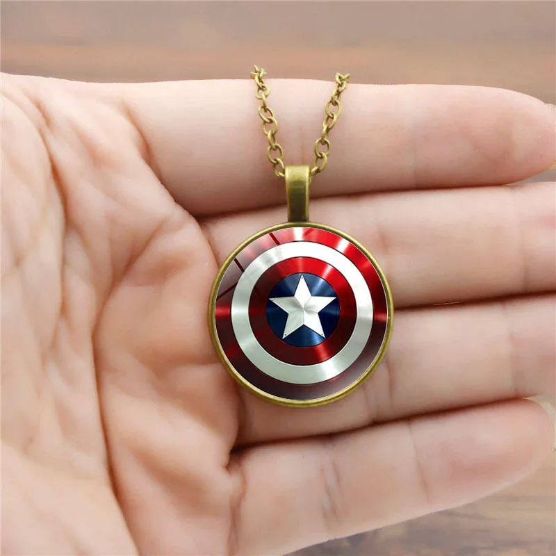 Капитан Америка щит ожерелье s для женщин мужчин Marvel Мстители 4 эндигра кулон ожерелье стеклянные купольные украшения Аксессуары