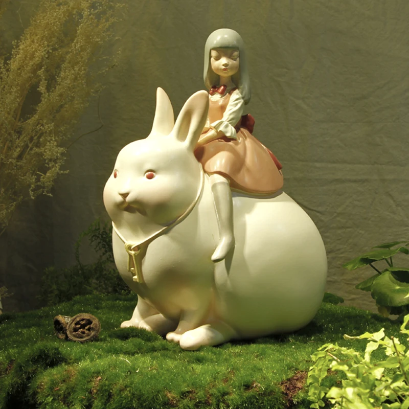

Unicorn artist design figures Nordic Statue Figurine Miniture animal Home decor sculpture rabbit girl Chirsmas gift polystone