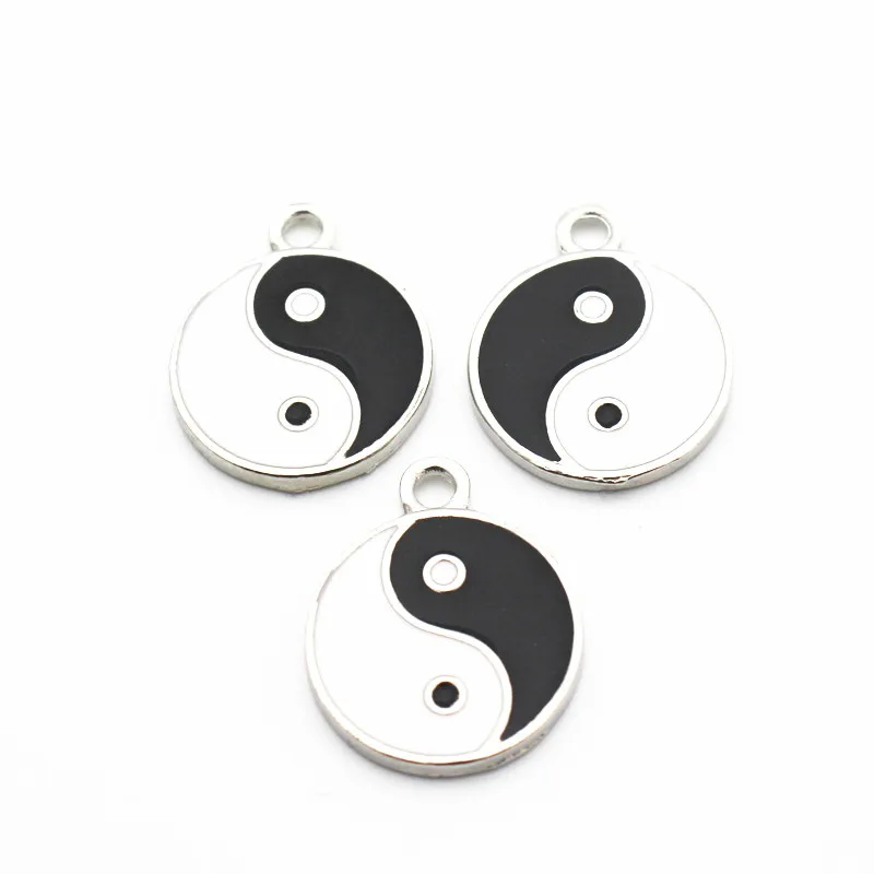 Wholesale 20pcs/lot Tai Ji Silver Alloy dangle charms lobster clasp hanging charm for necklace&ampchoker Pendant jewelry | Украшения и
