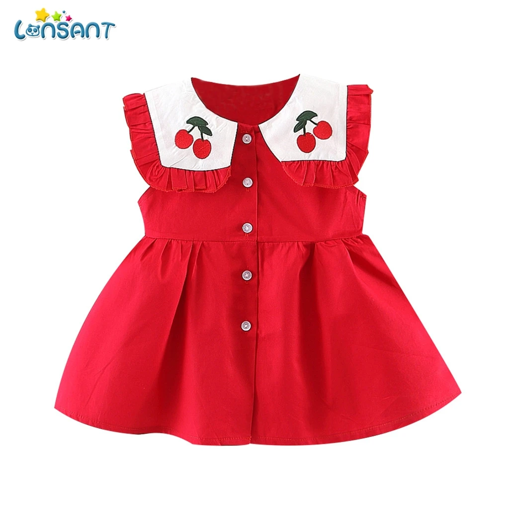 Платье для девочек с принтом на пуговицах оборками | Детская одежда и обувь